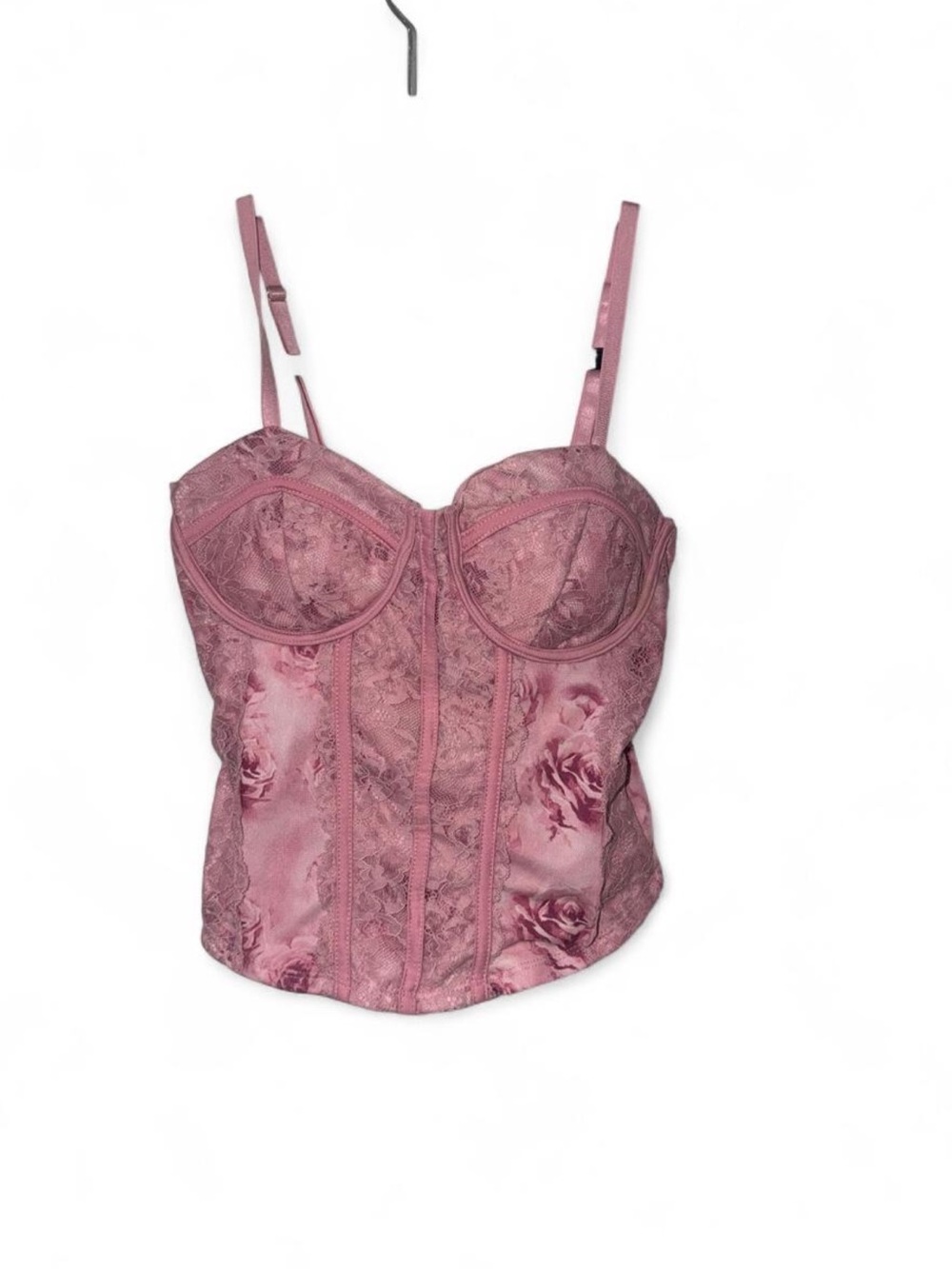 Madden Girl Rose Pink Lace Bustier Corset Top